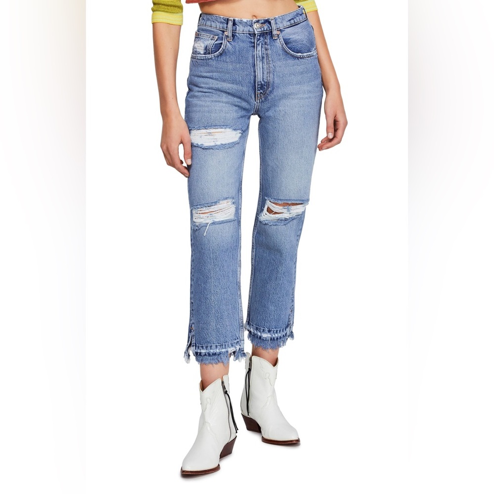 Free People Lita Slim Leg Distressed Jeans - Picture 3 of 10